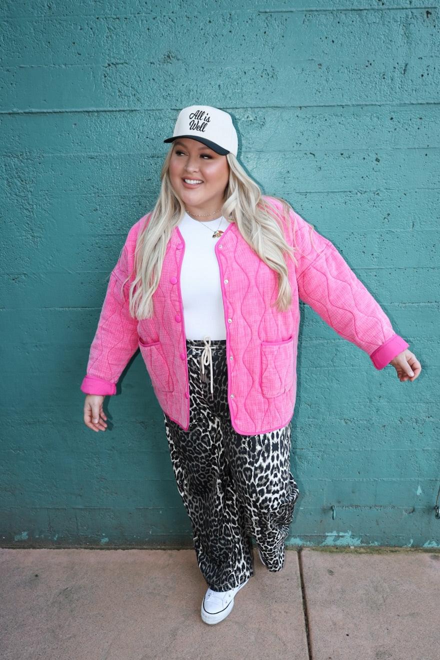 Camden Quilted Jacket - Hot Pink