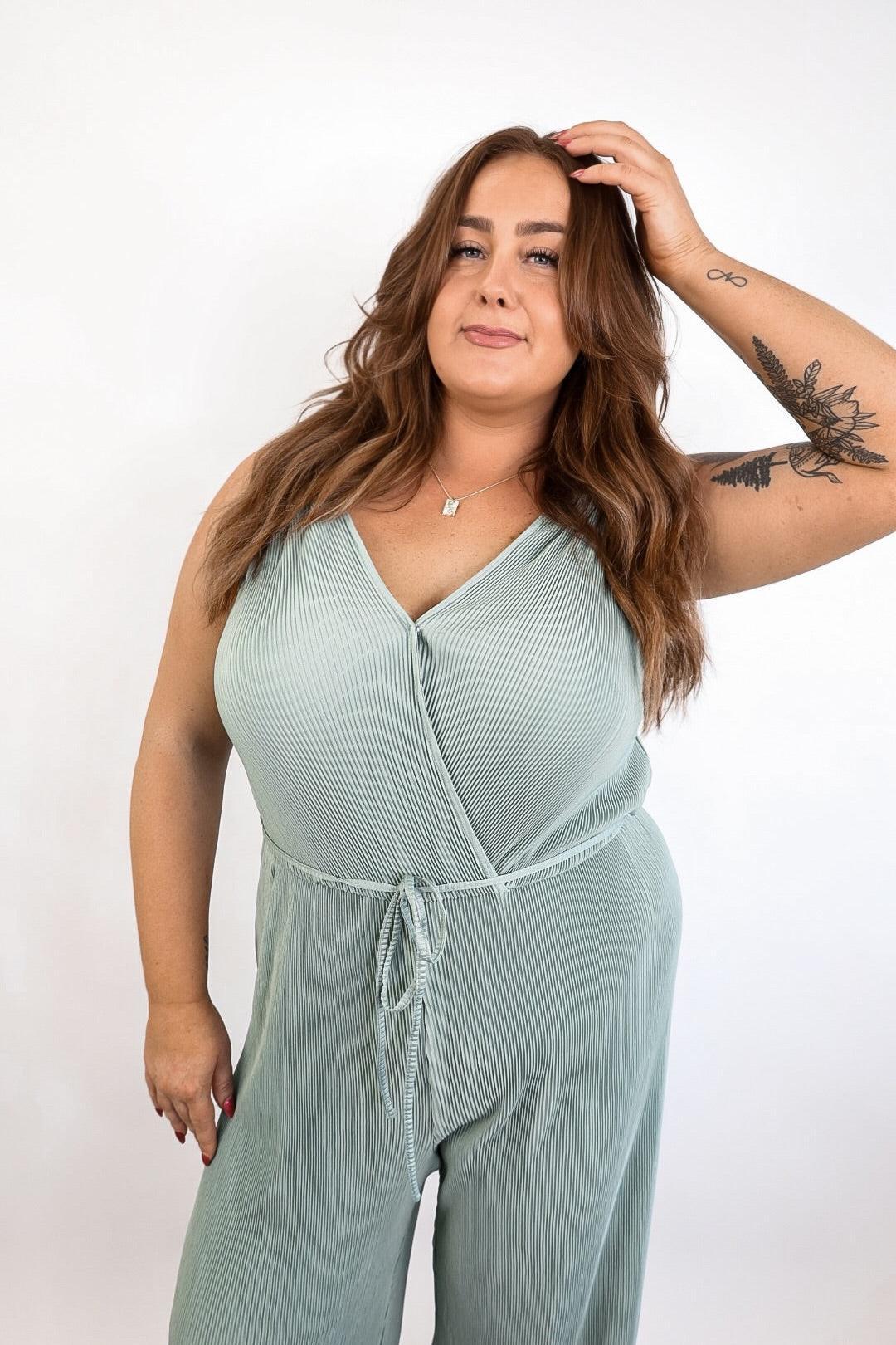 Plisse jumpsuit best sale plus size