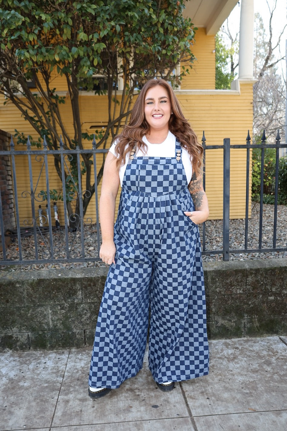 Rock Show Checkered Wide Leg Overalls