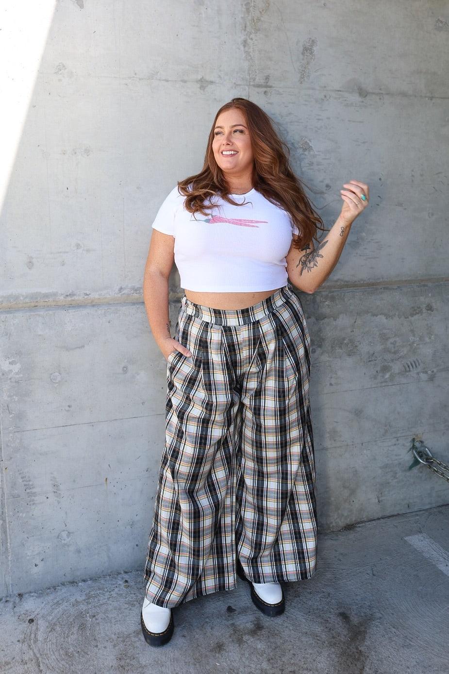 Plaid About You Wide Leg Pants