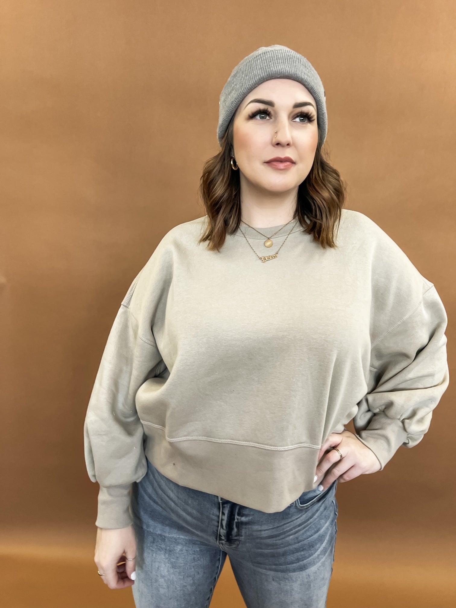 Tan cheap cropped sweatshirt