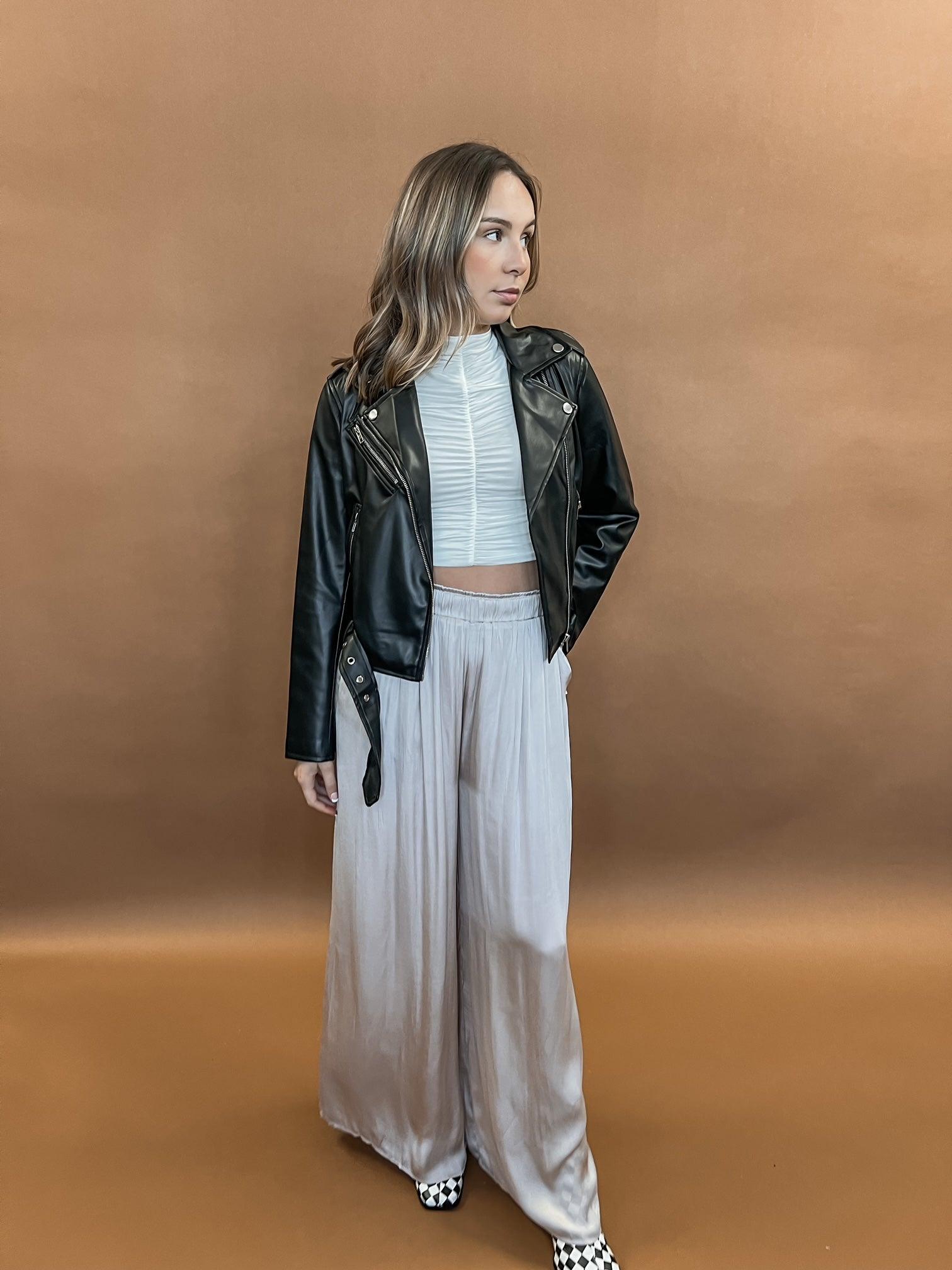 Lourdes Satin Wide-Leg Pants